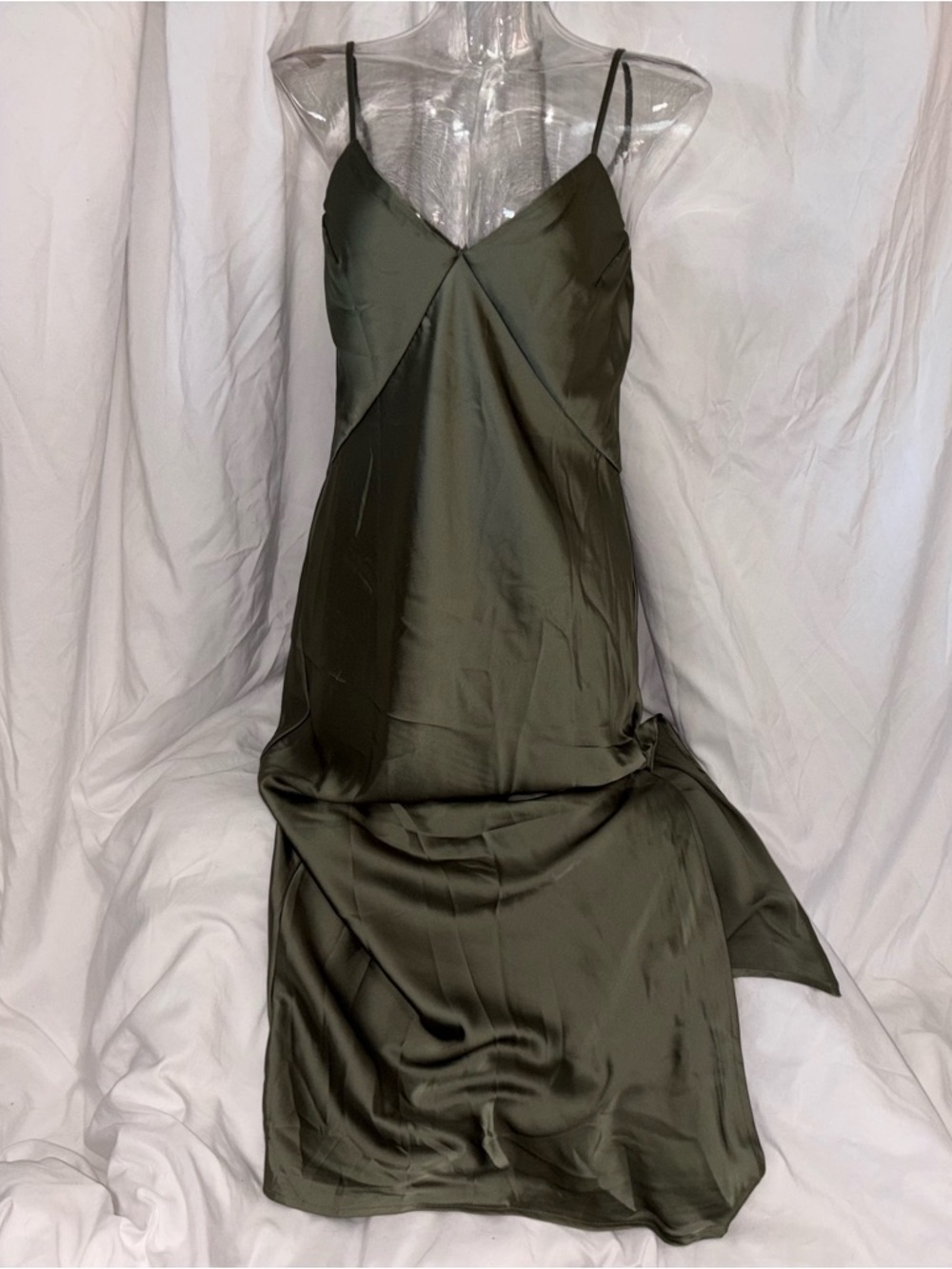 a new day Olive Green Satin Slip Dress
